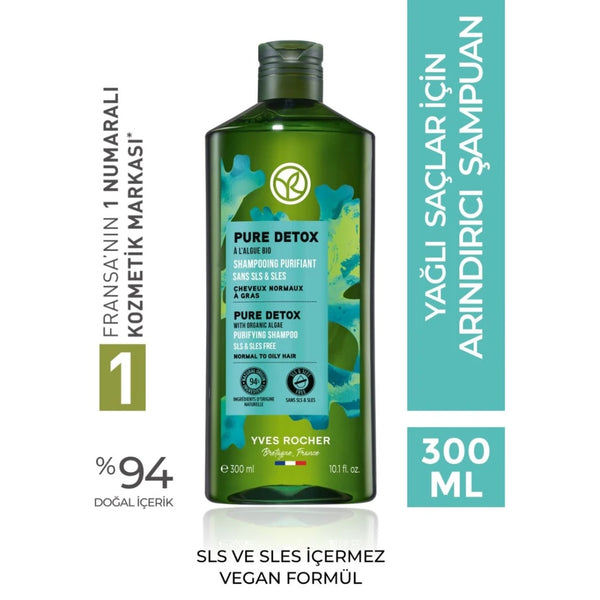 Yves Rocher Yağlı Saçlar İçin (Pure Detox) Arındırıcı Şampuan - Vegan-300 ml